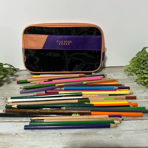 Five Star Office Mead Five Star Pencil Pen Marker Pop Up Pouch Case With Set Of Colored